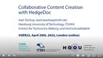 Präsentation: Collaborative Content Creation with HedgeDoc